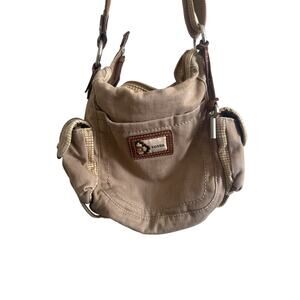 Fossil canvas crossbody bag with leather trim